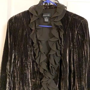 Vintage Brown velvet long top with ruffles